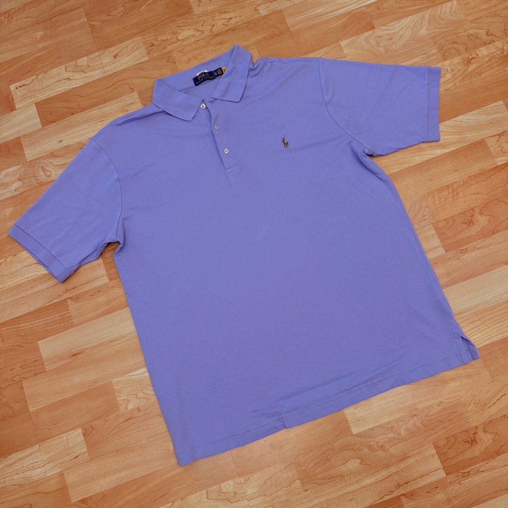 Polo Ralph Lauren Mens XLT Purple Short Sleeve Classic Fit Pony Polo Shirt